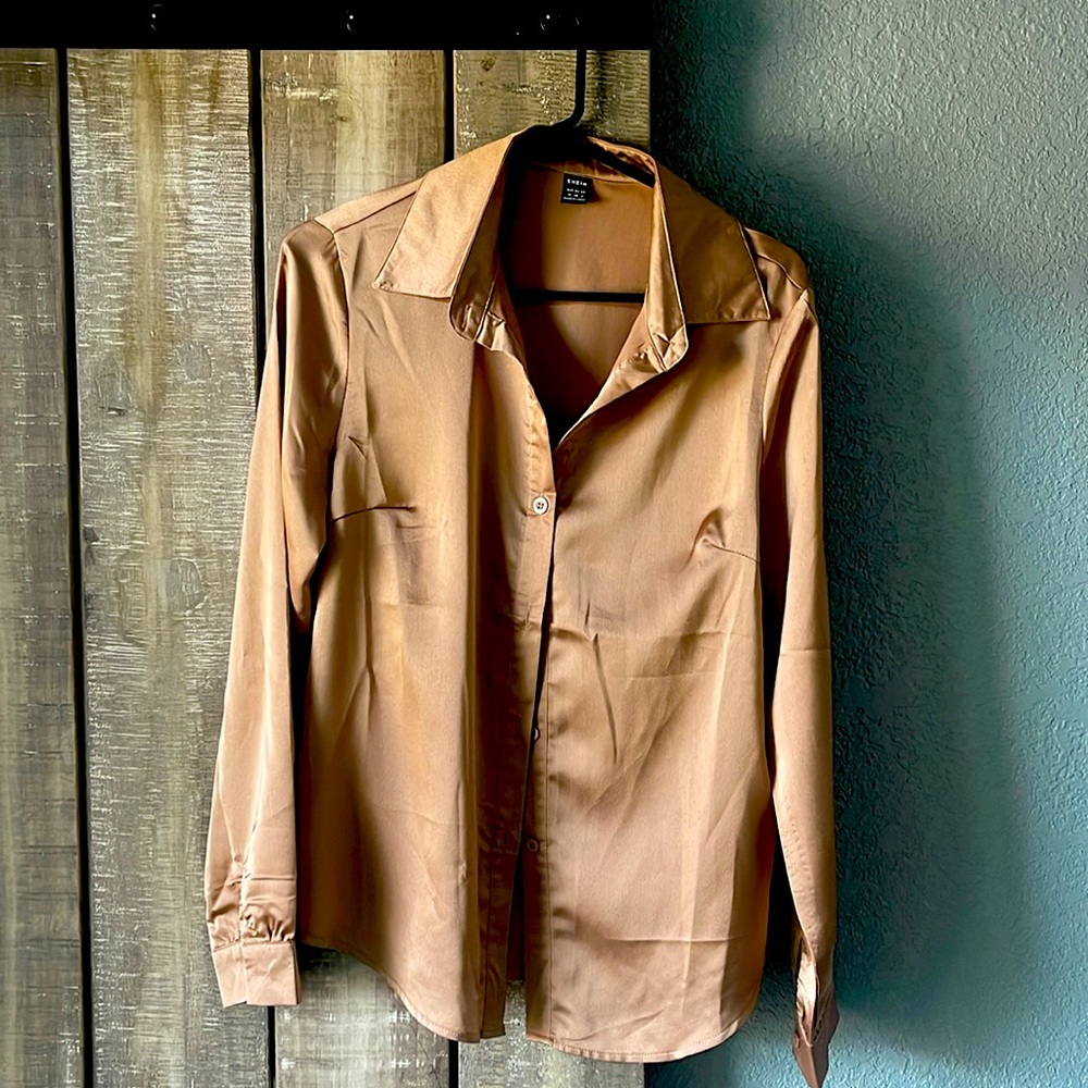 SHEIN gold satin Blouse
